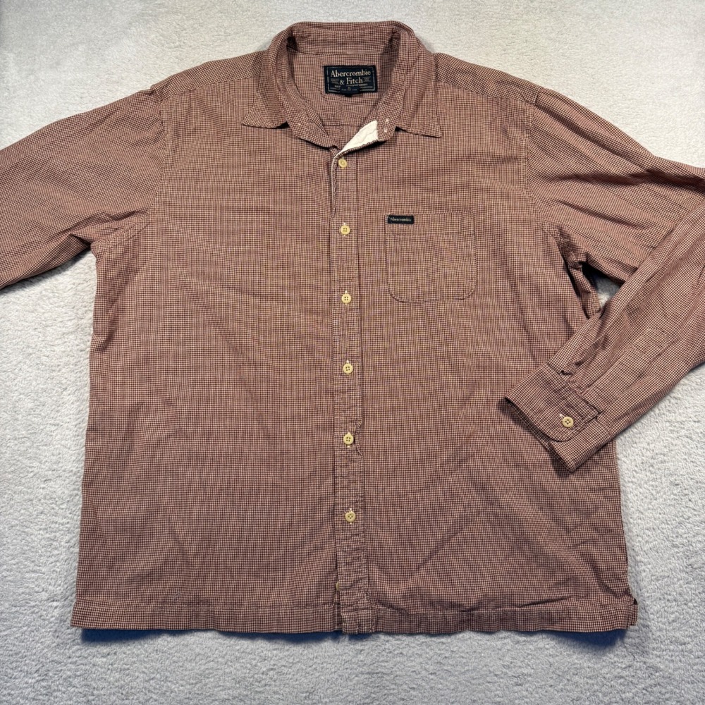Vintage 90s Abercrombie & Fitch Mens XL Button Down Shirt Gingham Check